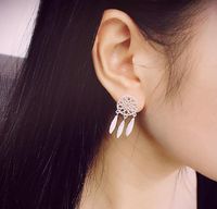 Silver Plated Dream Net Feather stud Earring Indian water dr...