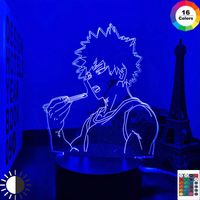 Luces de noche Lámpara LED 3D Bakugo My Hero Academia para Decoración de la habitación Regalo de cumpleaños Manga Gadget Katsuki Light Anime