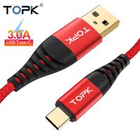 Topk AN42 3A CARGA RÁPIDA 3.0 USB Tipo C Cable para Xiaom Redmi Note 7 Cable de carga rápida Tipo C para Samsung S9 S10 PLUS USB C FY7418