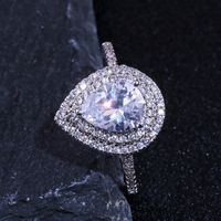 Taille 6-10 Anneaux de fiançailles pour femmes 925 Stearling Argent Drop Water White CZ Diamond Gemstones Bague de mariée de mariage