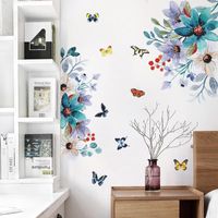 Adesivi murali dipinti Fiori dipinti Farfalla soggiorno camera da letto portico decorazione decalcomanie rimovibili decorazione domestica romantica rimovibile
