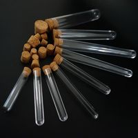 Facilidades de laboratório Dia 12mm a 25mm Clear Tubos de ensaio de plástico com rolhas Laboratório Tubo Redondo Plug Transparente.