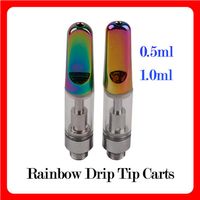 Rainbow Drip Tip Gold Vape Pen Cartridges Atomizer Ceramic Coil Glass Thick Oil0.5ml 1.0ml Tank Disposable electronic cigarette a35