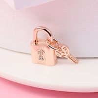 Vorhängeschloss und Schlüssel Silber Rose Gold Farbe Charms passen Original Pandora-Armbänder Bangle 2022 Valentinstag-Symbole Ihrer Liebesperlen