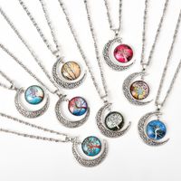 Árbol de moda de la vida de la vida collares luna piedras preciosas colgantes collares de joyería con cadena de 45 cm para mujeres regalo de fiesta