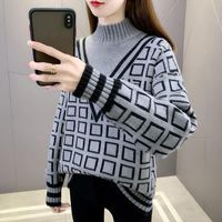 5Color invierno otoño lana tejido mujeres suéteres diseñador letras dobles impreso suéter suéter de alta calidad para damas casual manga larga media alta
