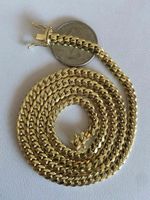 Hombres de cadena sólido de 6 mm 14 k oro amarillo plateado Miami Cuban Link collar 24"