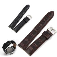 Watchbands Black Brown Leather Watch Strap Band Genuine Soft...