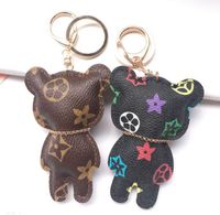 PU Leather Bear Keychain Fashion Key Chain Accessories Car Bag Pendant Key Ring 3 colors