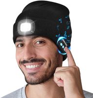 Bluetooth LED Beanie Hat со светлыми встроенным стереодинамиком и микрофоном USB аккумуляторных фарш для наушников мультяшна
