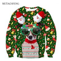 メンズセータークリスマスセーター面白い目犬トナカイメンズ女性の3Dプリントクリスマススウェットプルオーバー醜いジャンパーコート1