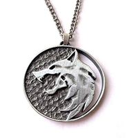 Pendant Necklaces Witch Wizard Wild Hunt Wolf Medallion Necklace Men Metal Chian Boho Geralt Cosplay Jewelry Accessories
