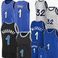 1 Jonathan Man Isaac Jersey Penny Blue Harfaway Tracy Black McGrady Jerseys de basquete branco 32 s M L XL XXL Bordado Logos