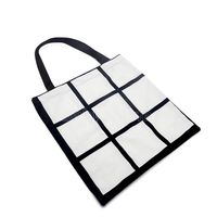 Sublimation White Blank DIY 9 Grid Peach Skin Velvet Tote Bag Single Sides Heat Transfer Shopping Bags Fast Shipping