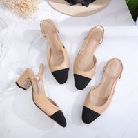 Leather Slippers Gladiator Women Sandals Beige Summer Office Shoes High Heels Back Strap Pump Casual Shoe Female Luxury Slide