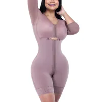 여성용 셰이퍼 ​​Cinta Modeladora Feminina 조정 가능한 후크 및 눈 앞면 폐쇄 긴 소매 여성 Fajas Body Shaper Tummy Control ShapeSewear
