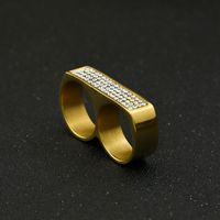 New Cool Two Finger Rings Hip Hop Full Iced Out Rhinestones ...