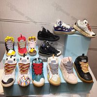 2022 Tasarımcı Dokuma Dantel-Up Rahat Ayakkabılar Moda Erkek Bayan Sneaker Kabartmalı Naylon Tuval Ayakkabı Kauçuk Platformu Taban Kadın Lady Deri Curb Sneakers Lanviin 3 H15H #