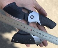 1Pcs High End Flipper Folding Knife DC53 Black Stone Wash Blade Carbon Fiber Handle Ball Bearing Fast Open EDC Pocket Knives