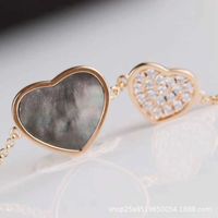 Luxury chopin Link, Chain Customized Peach Diamond Heart-shaped Grey Shell Bracelet Small Flower White Shell Bracelet