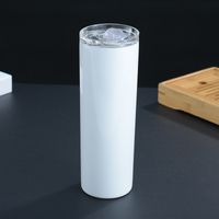 20oz de aço inoxidável copo reto sublimação em branco Tumblers tubos transferir vácuo isolado garrafas de água caneca bebida com palha da tampa