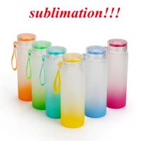 Sublimation Wasserflasche 500ml Mattes Glas Wasserflaschen Gradienten Leerer Tumbler Getränk Ware Cups Großhandel