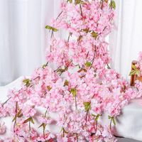 Decorative Flowers & Wreaths Artificial Cherry Flower Vine Fake Blossoms Garland Ivy Hanging Home Party DIY Green Leaves Hoetl Beautiful Dec