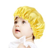 Yeni Geliş Yumuşak İpeksi Çocuklar Ruffles Satin Bonnet Saç Bakımı Şeker Renkleri Büyük Cap Baş Kapak Gevşek Uyku Hat ile Elastik sapanlar