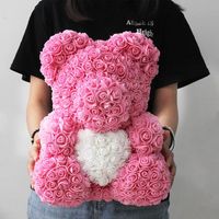 25cm 40cm sabão espuma rosa urso peluche urso rosa flor artificial Presentes de ano novo para mulheres presente dos namorados y0106