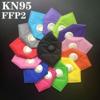 KN95 FFP2 마스크 디자이너 얼굴 마스크 활성탄 럭셔리 재사용 가능한 통기성 호흡기 밸브 6 층 보호 마스크 패션 블랙