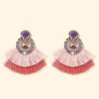 Stud Trendy Purple Pink Flower Tassel Earring For Women Fashion Rhinestone Brincos Jewelry Accessories 147801