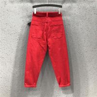 Women's Jeans Varofi Pants Large Size Spring And Autumn Harlan Red Turnip Nine-cent