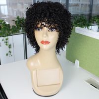 Kisshair Jerry curl short human hair wig machine made gluele...