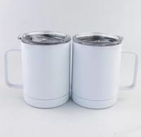 10 Unzen leere Sublimation Becher Tumbler mit Griff Edelstahl Isolierte Kaffeetassen Doppelwand Vakuum-Auto-Tasse Tragbare Reise-Becher FY4374