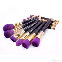 Free Shipping 15pcs Purple Synthetic Hair Make Up Tools Cosm...