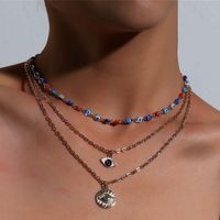 Turkish Evil Eye Multi- layer Necklaces For Women Vintage Gol...