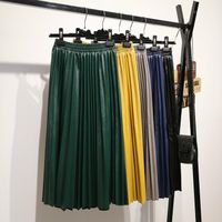 Skirts ZCWXM 2021 Autumn Fashion Pu Leather Pleated Skirt El...