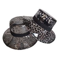 Lluvia de PVC leopardo sombrero plegable suave impermeable ancha casquillo del cubo del sombrero de Sun del borde de las mujeres señoras de las muchachas
