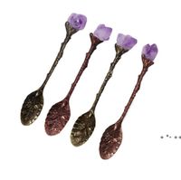 Natural Crystal Spoon Amethyst Hand Carved Long Handle Coffee Mixing Spoon DIY Household Tea Set Accessories CCB13426