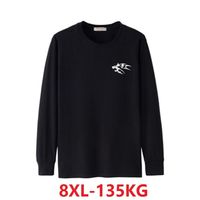 spring autumn Size 8XL 135kg Big Sale Men T-Shirt Wolf Long Sleeve Plus Large Tshirts Home navy blue Tees 220118