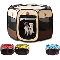 Portable Folding Pet Carrier Tent Dog House Playpen Multi-functionable Cage Operation Octagon Fence Breathable Cat Kennels & Pens