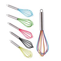 10 Inch Egg Beater Whisk Stirrer Tool Color Silicone Stainless Steel Handle Eggs Mixer Household Baking2326