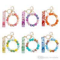 Cute Keychains Wrist Key Chain Silicone Beads fashion Bank Card Grabber For Long Nail ATM Keychain Cards Clip Nails Key Rings