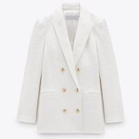 Fatos femininos blazers 2022 primavera outono mulheres moda branco rosa tweed e jaquetas chique botão de escritório terno casaco elegante elegante