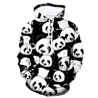 Novelty Streetwear Hommes Sweats à capuche Panda Noir Blanc 3D Mode imprimé Casual Unisexe Pull à capuche Sweats à capuche à capuche