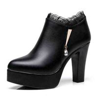Women&#039;s lace and artificial diamond high heels, real velvet shoes, size 32-43, 8 / 11 cm, 2022