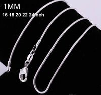 1MM 925 sterling silver smooth snake chains women Necklaces ...