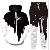 Großhandel - Neue Mode Männer / Womens Space Galaxy Milk-Sweatshirt Joggers lustiger 3D-Druck Unisex-Hoodies + Hosen R05