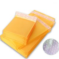 5 PZ 11 * 13 15 * 18 cm Busta gialla con bolla Mailing Bag Kraft Buste di carta Buste Borse Mailers imbottita Mini titolare del file per Office1