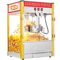 Équipement de transformation de la nourriture 850W Vintage Professionnel Popcorn Machine Popper Machine Popper Double Porte Double avec Éclairage Théâtre de cinéma Maison Noir rouge
